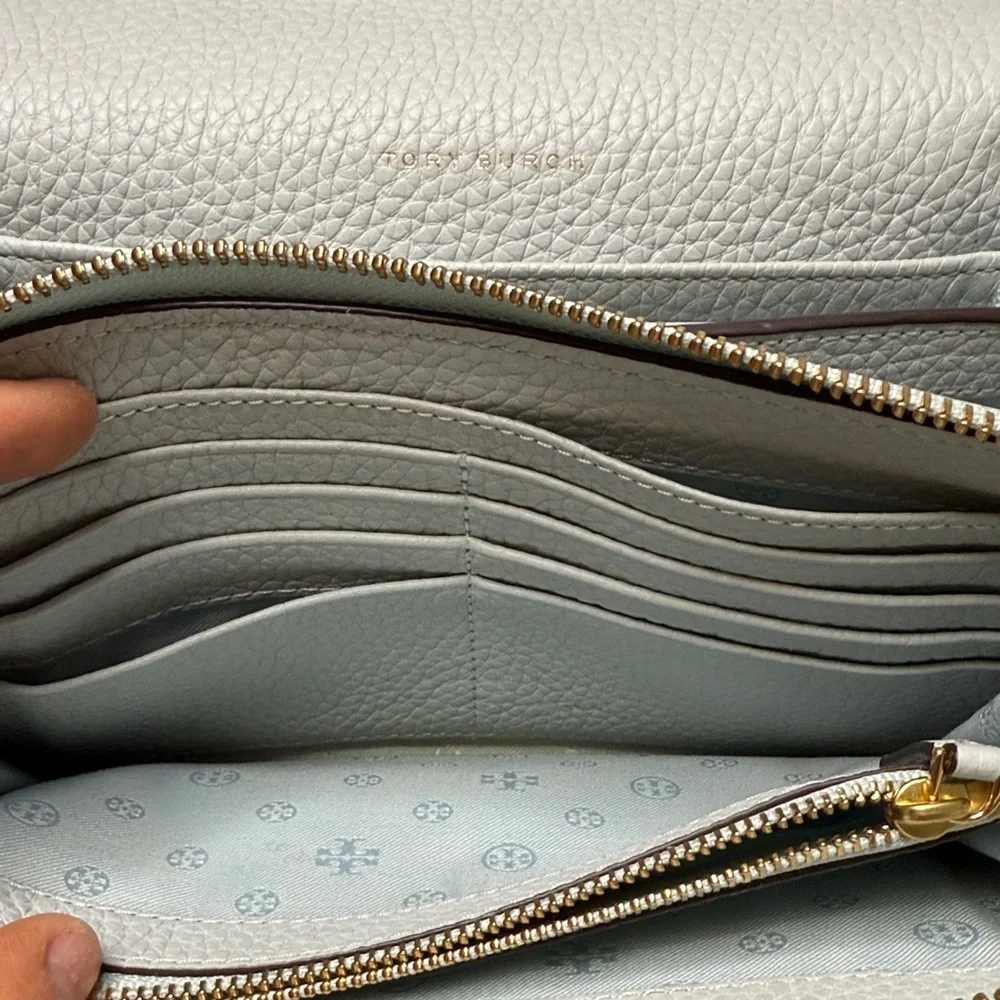 Tory Burch Taylor Flat Wallet Seltzer Blue - Picture 11 of 15